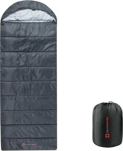 Alpine Swiss Saco de dormir de 32.0 °F (32°F), ligero, impermeable, con saco de compresión, para adultos, para todas las estaciones, camping, Gris