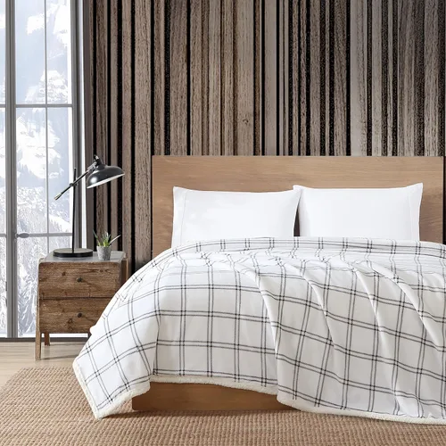 Miniatura 18 de Eddie Bauer - Manta de tamaño twin, manta de cama de felpa ultrasuave con reverso de borrego sintético, ropa de cama de gran tamaño para sofá o cama