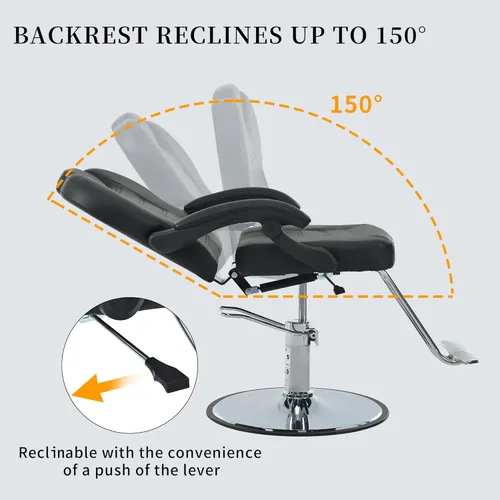 Miniatura 4 de Merax Silla de peluquería reclinable hidráulica para peluquería con asiento 20% más ancho y bomba hidráulica resistente, equipo de belleza mejorado