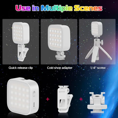 Miniatura 4 de ULANZI Luces de video RGB U60 Luz de cámara LED blanca 360° Iluminación de fotografía portátil a todo color con adaptador de zapata fría de Blanco