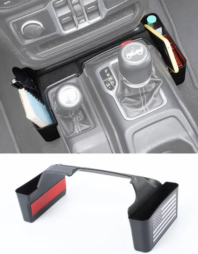 Savadicar GT-2 - Caja de almacenamiento de palanca de cambios con microfibras, bandeja de palanca de cambios de bandera estadounidense, organizador