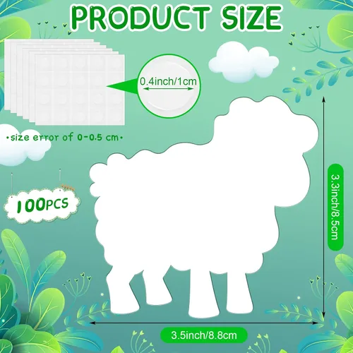 Miniatura 2 de Geyee 100 recortes de ovejas para el aula, tablón de anuncios, recortes de papel de oveja, decoración de pizarra para manualidades, decoración