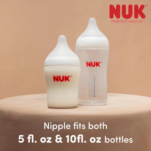 Miniatura 8 de NUK Perfect Match 2 en 1 botella natural y anticólicos con flujo medio, pezón ancho y adaptable, 8 onzas, paquete de 4, sin BPA
