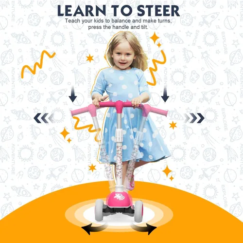 Miniatura 4 de MOUNTALK Scooter para Niños de 1-12 Años, Scooter de 3 Ruedas para Niños Pequeños de 1-3/3-5/5-8/8-12 Años Niños y Niñas con Alturas Ajustables