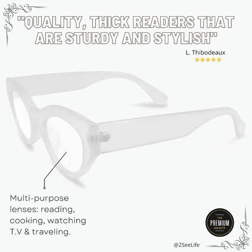 Miniatura 2 de 2SeeLife Lentes de lectura transparentes con diseño de ojo de gato para mujer, para lucir elegante con alta visión, cómodos para todas las formas