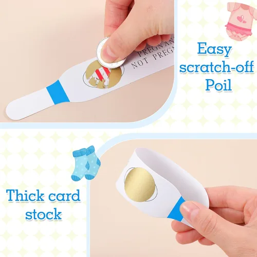 Miniatura 3 de Sinload 40 Piezas Azul Kit de Juego de Raspar de Prueba de Embarazo Juegos de Baby Shower Juegos de Baby Shower Juego de Rascar de Baby Shower