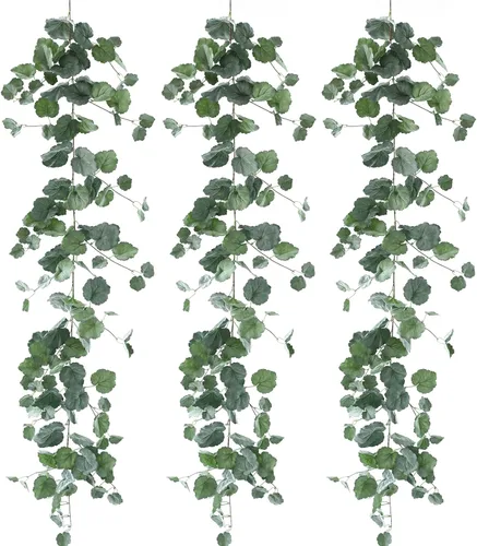 Miniatura 12 de Dallisten 3 hebras de enredaderas artificiales de ruscus italiano, guirnalda de vid de seda de 73 pulgadas con hojas verdes, plantas colgantes