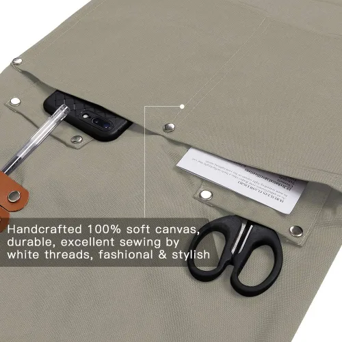 Miniatura 3 de Delantal de chef, delantal cruzado para hombres y mujeres con correas ajustables y bolsillos grandes, de lona, M - 2EG.
