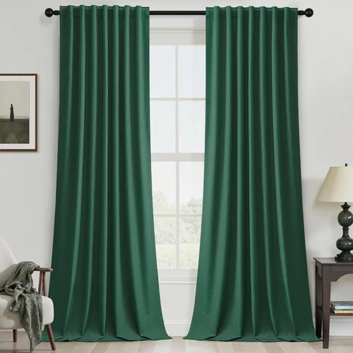 Miniatura 59 de UHITECH Cortinas cortas de lino de 24 pulgadas de largo para ventanas pequeñas de granja, cortinas opacas modernas para sala de estar, pestañas