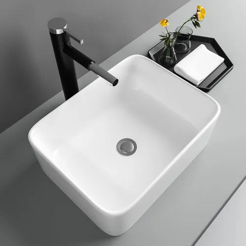 Miniatura 16 de Fregadero de esquina de baño pequeño de 18 x 10 pulgadas, fregadero rectangular blanco moderno para colgar en la pared Montaje en pared blanco