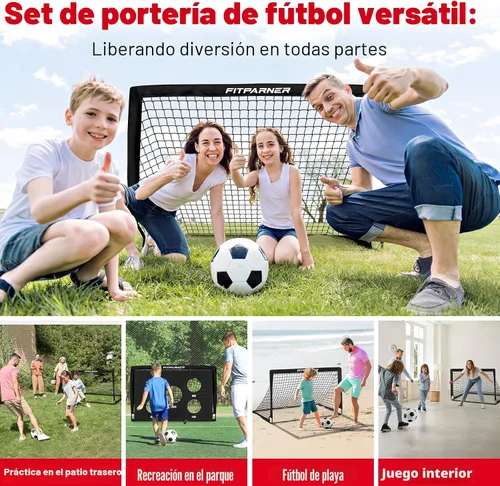 Miniatura 7 de Portería de fútbol, portería de fútbol para niños en el patio trasero, 2 unidades, redes de fútbol portátiles de 4 x 3/6 x 4 pies con objetivo