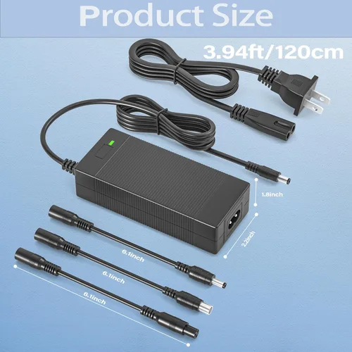 Miniatura 5 de Cargador de 42 V 2 A con 4 puntas (5.5 x 2.1/5.5 x 2.5/0.315 in, 3 clavijas/RCA) compatible con Hiboy, Gotrax, Swagtron universal para batería