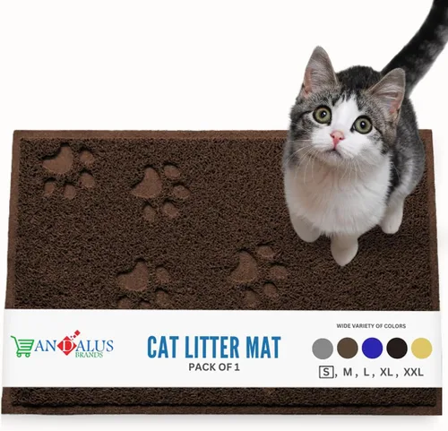 Miniatura 12 de Andalus Tapete Pequeño para Arena de Gatos, Paquete de 1 - Impermeable, Antideslizante y Fácil de Limpiar, Tapete para Caja de Arena de Gatos