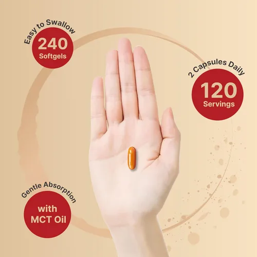 Miniatura 4 de Suplemento de curcumina de cúrcuma con pimienta negra y jengibre, 95% curcuminoides, 240 cápsulas blandas con aceite MCT para una mejor absorción