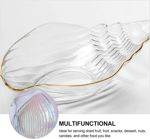 Miniatura 8 de DOITOOL Plato de ensalada de cristal con concha de mar, plato de sushi, plato de postre para aperitivo, plato de frutas, platos para servir