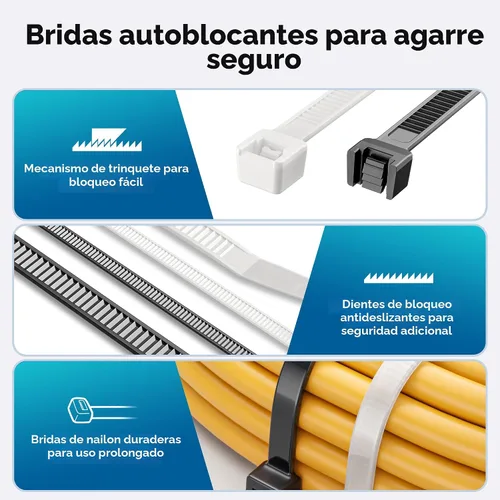 Miniatura 4 de Cable Matters Paquete de 200 bridas para cables para interiores y exteriores, 6, 8, 12 pulgadas, de nailon autobloqueante, varios tamaños