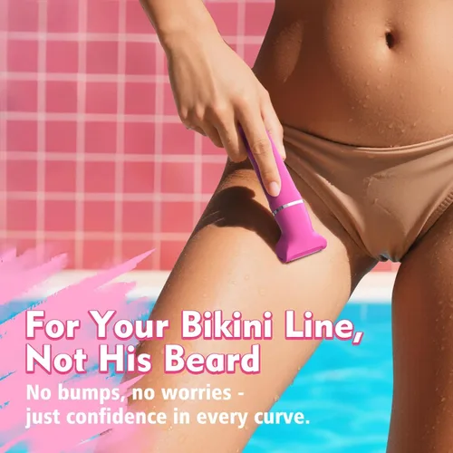 Miniatura 4 de Risina Recortadora de bikini eléctrica para mujer, afeitadora recargable 3 en 1, impermeable, removedor de vello púbico inalámbrico, portátil, sin