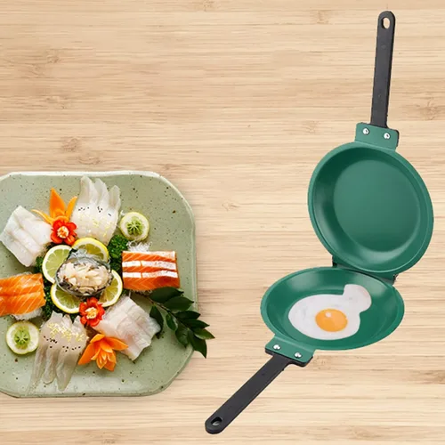 Miniatura 8 de Pasamer Doble Lado Antiadherente Revestimiento Cerámico Flip Sartén Pancake Maker Hogar Cocina Utensilios de cocina Verde Negro