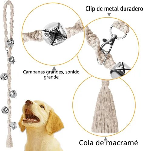 Miniatura 4 de Campanas de Perro para Salir al Aire Libre y Entrenamiento de Orinal para Cachorros, Campana de Puerta de Perro Ajustable para Ir al Baño, Hecho a