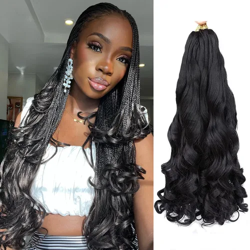Miniatura 52 de Cabello rizado francés trenzado de 10 pulgadas, color 4, cabello rizado preestirado, 8 paquetes de trenzas de ganchillo de rizo francés para trenzas