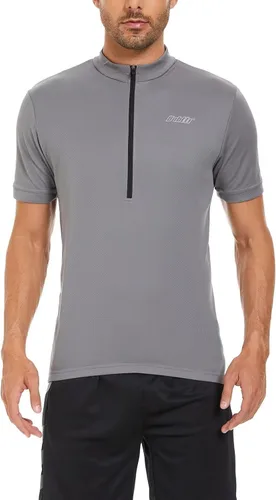 bpbtti - Camiseta de ciclismo de manga corta para hombre, camiseta de ciclismo MTB con media cremallera frontal y 3 bolsillos posteriores