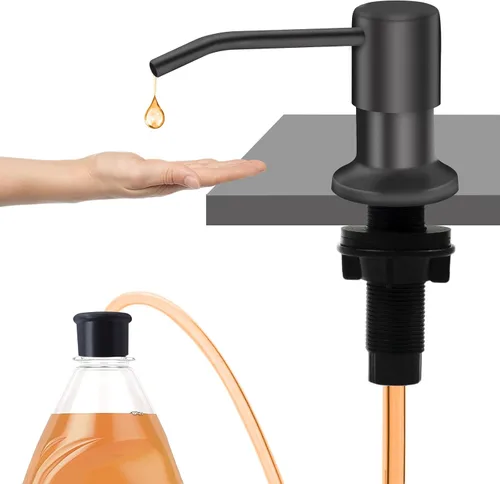 Miniatura 8 de Dispensador de jabón para fregadero de cocina, bomba dispensadora de jabón para debajo del fregadero, buena ventosa, tubo de extensión de 47 Negro