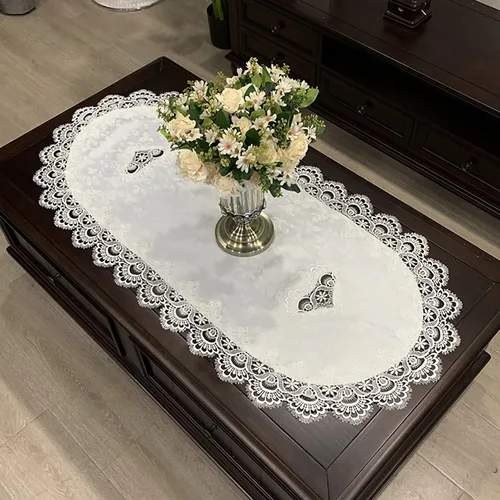 Miniatura 11 de Mantel de café para sala de estar, mantel de encaje bordado para sala de estar, mantel de encaje para el hogar, comedor, mesa de café, decoración