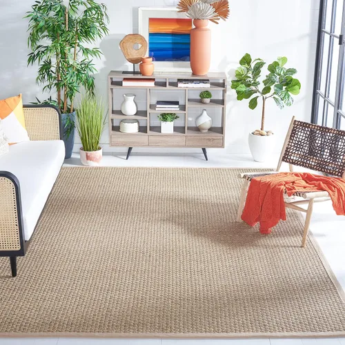 Miniatura 22 de Safavieh Natural Fiber NF114P - Alfombra redonda de hierba marina, tejido de canasta, con borde, de 244 cm, color gris Natural/ gris