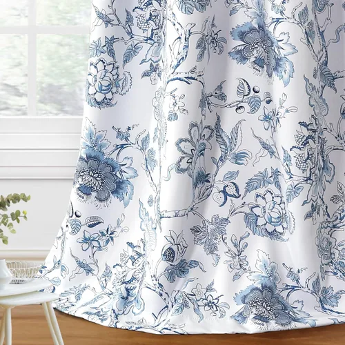 Miniatura 19 de H.VERSAILTEX Cortinas opacas de 63 pulgadas de largo, juego de 2 paneles de cortinas con estampado floral para sala de estar, cortinas de ventana