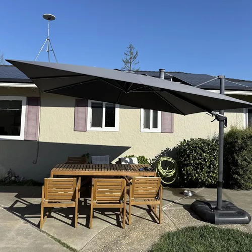 Miniatura 19 de PURPLE LEAF Sombrilla de Patio de 8 Pies para Exteriores Sombrilla Cantilever Cuadrada de Aluminio Sombrilla Offset con Rotación de 360 Grados