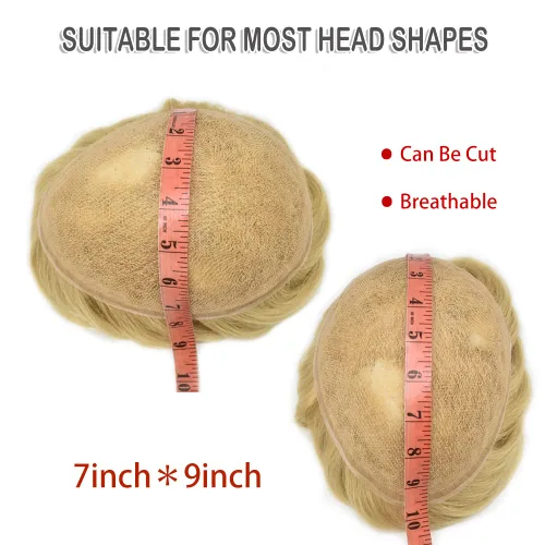 Miniatura 128 de Toupee para hombres nudos blanqueados hombres toupee hairpieces europeo virgen sistema de reemplazo de cabello humano suave encaje francés hombres