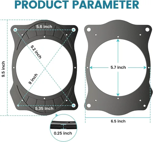 Miniatura 2 de NuIth Cubierta trasera de 6 x 9 a 6.5 pulgadas adaptador de altavoz anillos espaciadores para Toyota 02-11 Camry/03-13 Corolla /07-15 Yaris/04-09