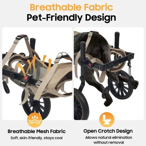 Miniatura 4 de Silla de ruedas ajustable para perros grandes para patas traseras Ayuda de rehabilitación para caminar con arnés y ruedas grandes para perros