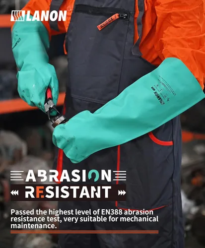 Miniatura 4 de LANON - Guantes de nitrilo resistentes a productos químicos, guantes de trabajo de seguridad reutilizables y resistentes, protección de ácidos