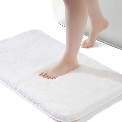 Miniatura 9 de ROSMARUS Alfombra de baño lanuda antideslizante de 17 x 24 pulgadas, tapete absorbente de agua, tapete de ducha suave para suelo y bañera, tapete