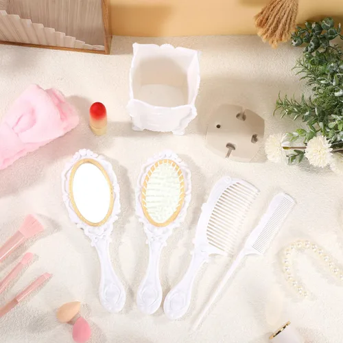 Miniatura 7 de minkissy Juego de cepillos de pelo decorativos de salón con soporte de almacenamiento, cepillo de paleta desenredante para mujeres, hombres y niños