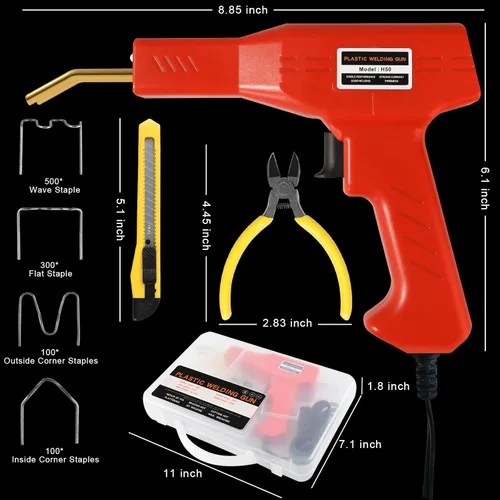 Miniatura 7 de ATOLS Soldador de plástico, 1000 grapas, Kit de soldadura de plástico, Kit de grapadora en caliente, Kit de pistola de soldadura de plástico, Kit