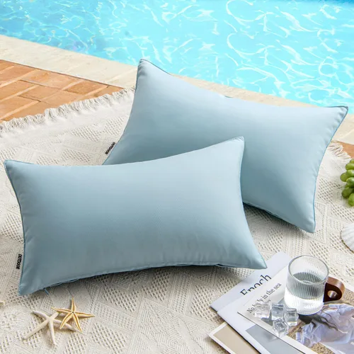 Miniatura 51 de MIULEE - Juego de 2 fundas de almohadas decorativas para exteriores, impermeables, cuadradas, para jardín, para cenador de primavera, tienda de Negro