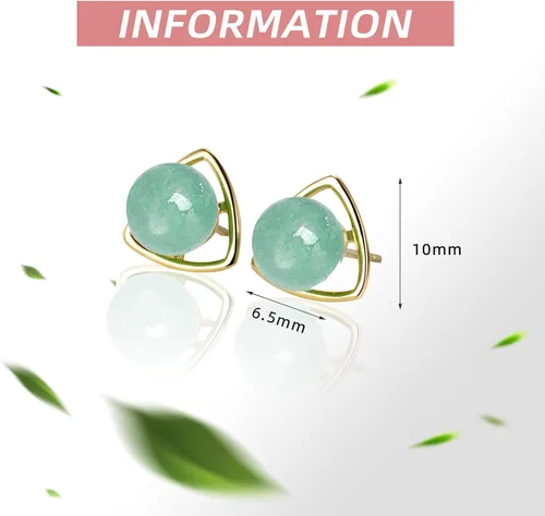 Miniatura 81 de Jade Earrings Studs,Green Jade Earrings for Women,925 Sterling Silver Earrings Studs for Sensitive Ears,Handmade Jade Earrings for Birthday