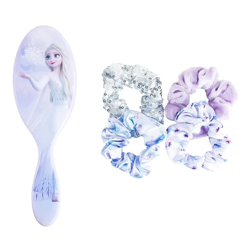 Miniatura 7 de Frozen Princess Elsa - Juego de 5 piezas de accesorios para el cabello, 1 cepillo regular de 9 pulgadas y 4 coleteros de Frozen - Cepillo Accesorios