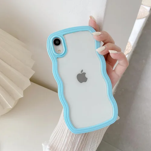 Miniatura 36 de QLTYPRI Funda compatible con iPhone 7/8/SE, bonita funda transparente con marco ondulado rizado para niñas y mujeres, funda protectora de TPU
