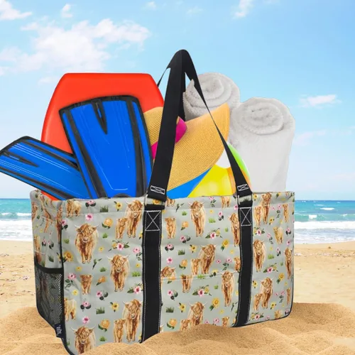 Miniatura 389 de NGIL Bolsa de comestibles reutilizable extra grande plegable de gran tamaño para comestibles, almacenamiento, picnic, playa, Bronco-negro occidental