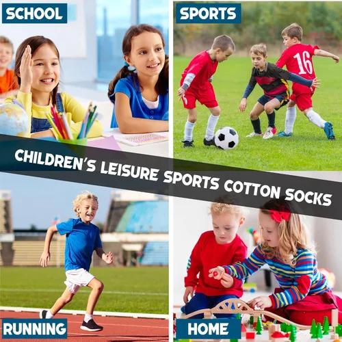 Miniatura 2 de Calcetines clásicos para niños de 10 pares, de algodón atlético para niños y niñas, básicos, para uniforme escolar, transpirables, casuales