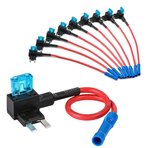 CZC AUTO Add-a-Circuit - Adaptador de grifo de fusible, mini cuchilla, portafusibles ATM APM, 12 V con 15 amperios para dispositivos electrónicos en