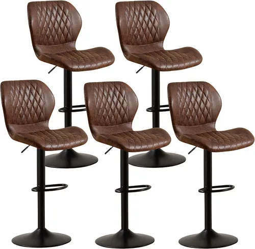 Miniatura 41 de Taburetes de bar modernos, taburetes de bar giratorios con respaldo alto, taburetes de bar de tela ajustables para sillas de isla de cocina