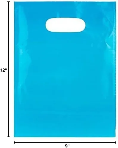 ClearBags - Bolsa con asa de 22.8 x 22.8 x 2 cm, de polietileno de baja densidad, bolsa de mercancía con asas troqueladas, resistente a desgarros,