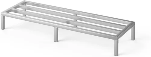60 pulgadas de largo x 20 pulgadas de ancho | Altura: 8 pulgadas fuera del piso de aluminio | Almacenamiento en restaurantes, cocinas y garajes y
