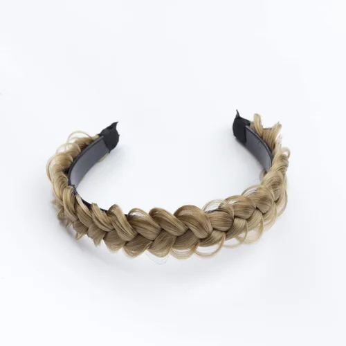 Miniatura 7 de RPZL (Rubio caramelo 8/14) Diademas trenzadas de cabello sintético – Diadema trenzada ligera y antideslizante – Dos hebras de 4 pulgadas de ancho