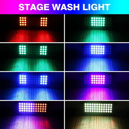 Miniatura 2 de U`King Barra de luz LED para escenario, 80 W, 48 LED, RGB Dj, barra de luces 2/8/12 DMX, reproducción automática, luz estroboscópica activada por