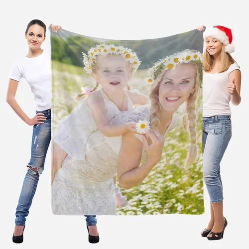 Miniatura 2 de InterestPrint Manta con foto, regalos personalizados para mamá, manta de collage de fotos personalizada para mamá de hija e hijo para cumpleaños
